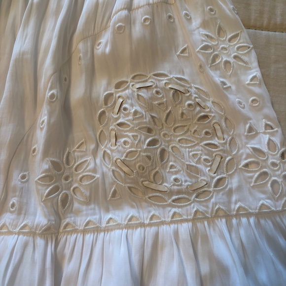 Ramy Brook White Mini Skirt with Eyelet and Leather Accents Size L - Picture 5 of 5